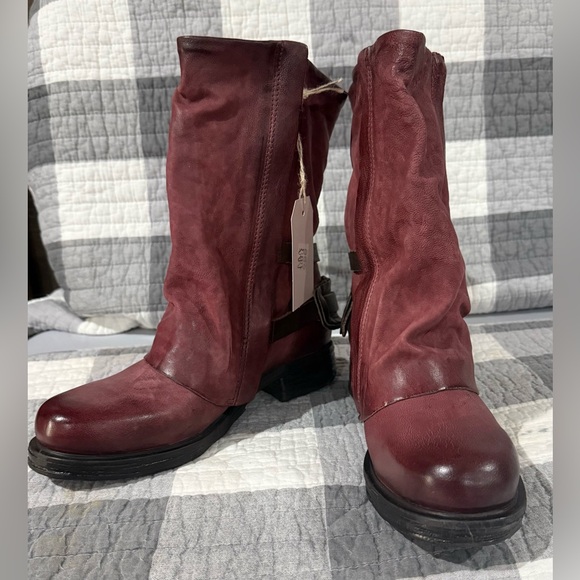 NIB- A.S.98 Maroon Smyth Leather Boots. Size 37 (US 6.5-7) *RARE*DISCONTINUED* - Picture 2 of 5